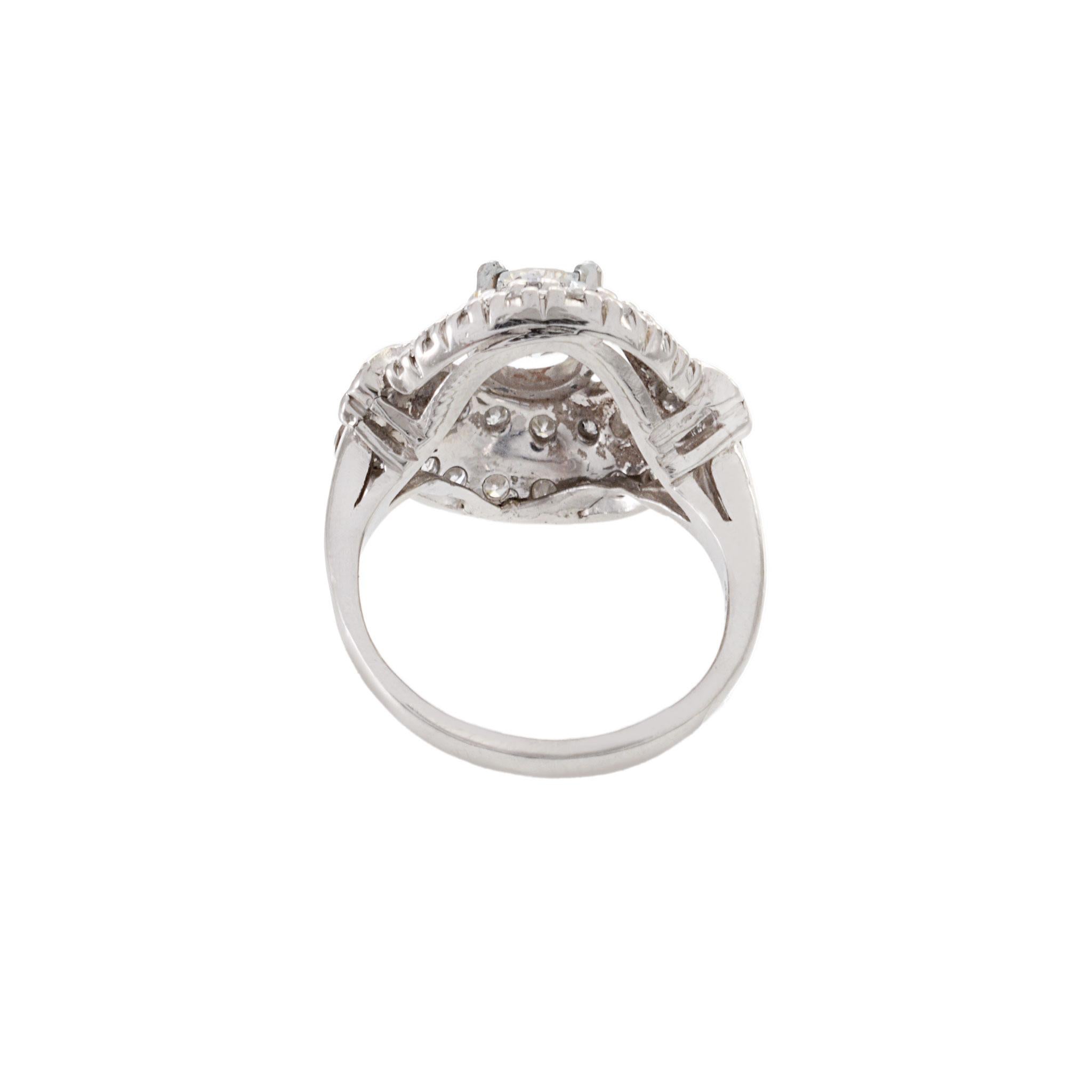 Estate Art Deco Platinum and Diamond Ring For Sale 6