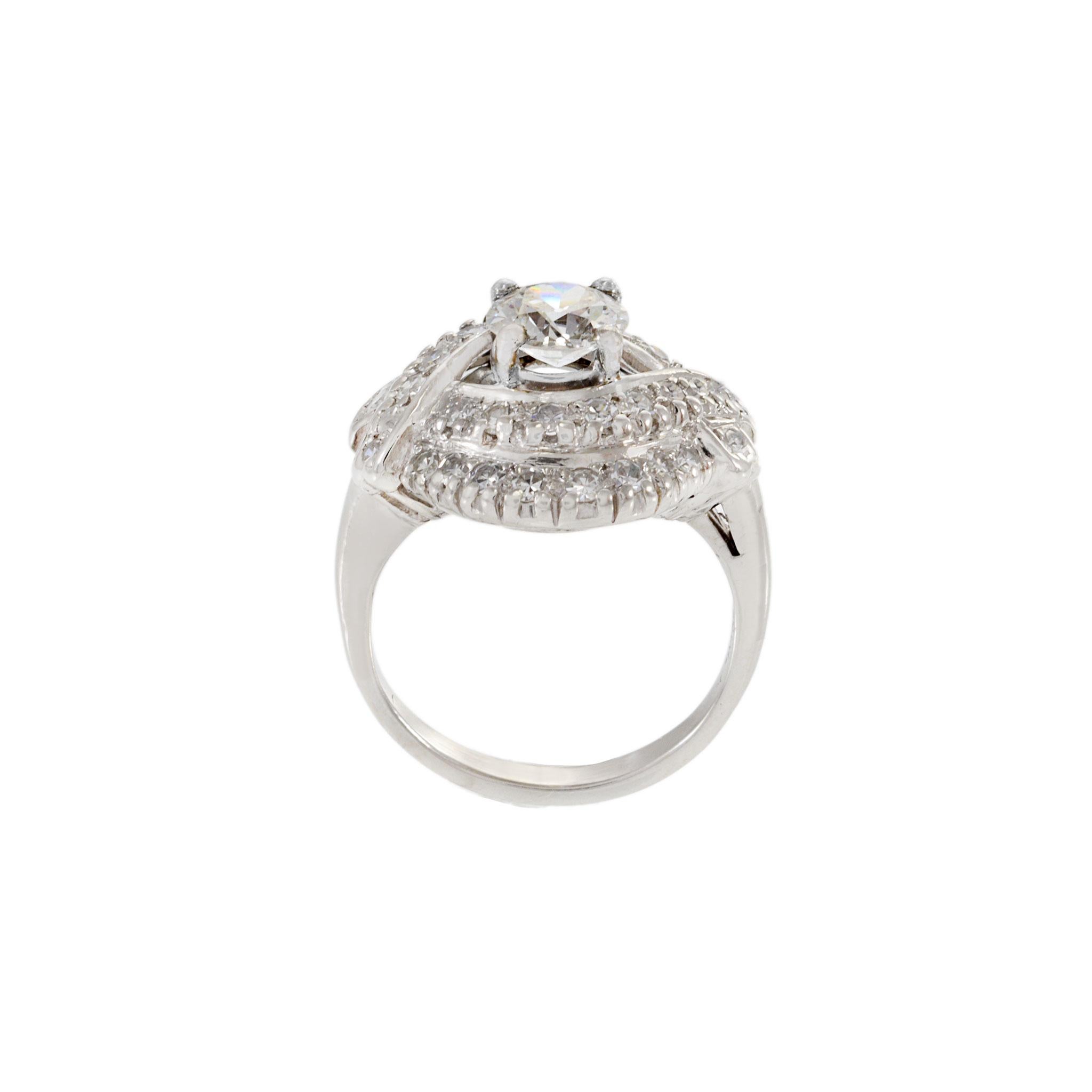 Estate Art Deco Platinum and Diamond Ring For Sale 1