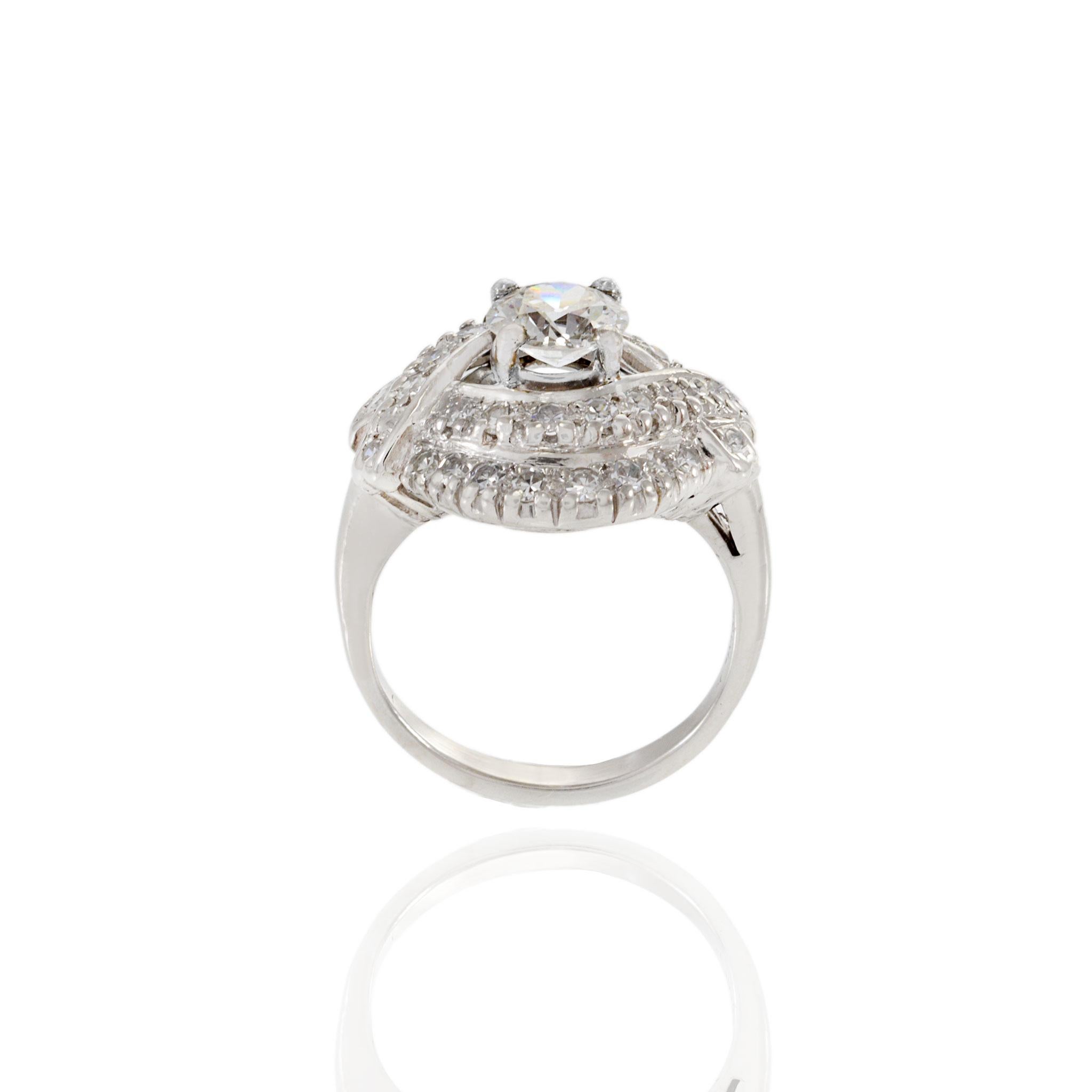 Estate Art Deco Platinum and Diamond Ring For Sale 2