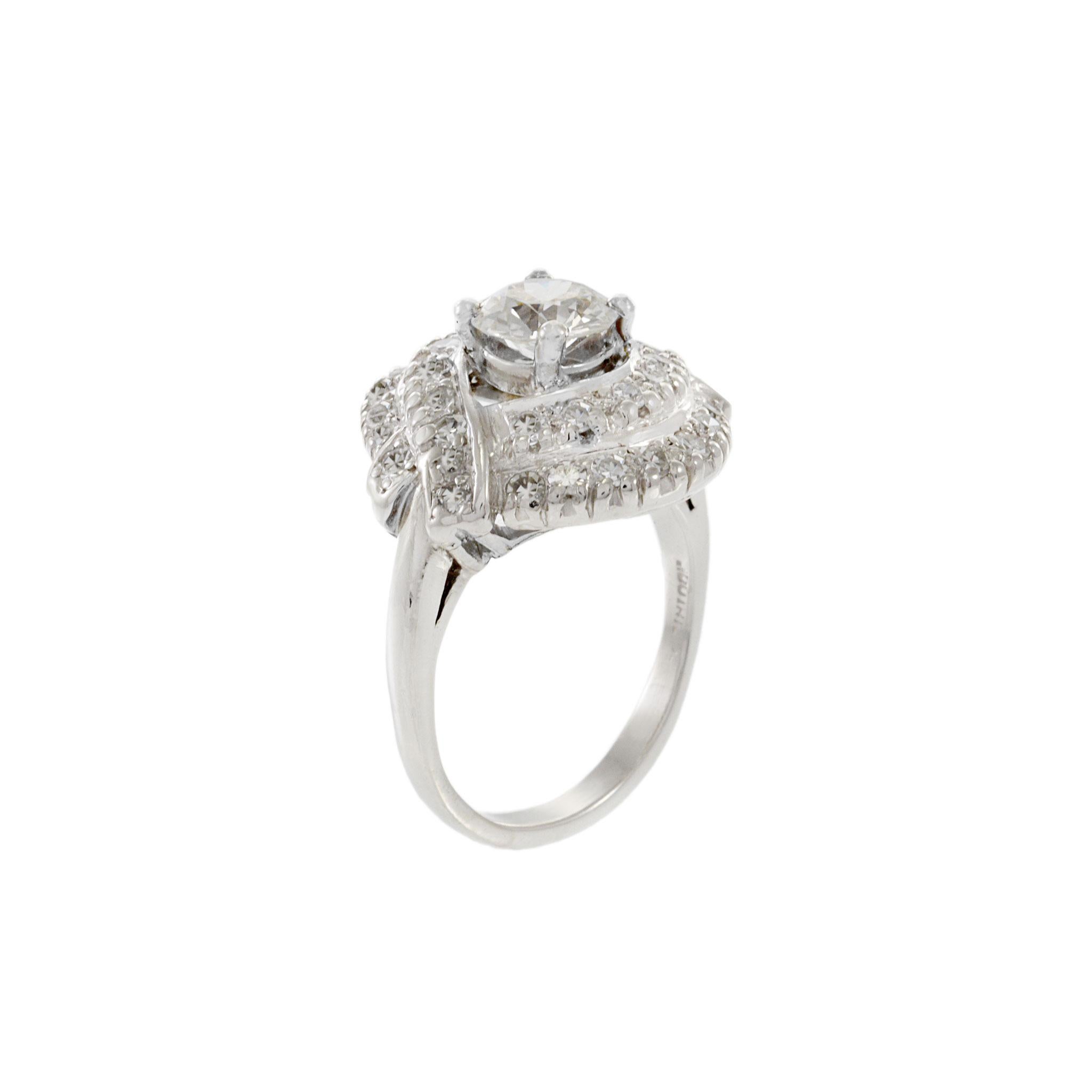 Estate Art Deco Platinum and Diamond Ring For Sale 4