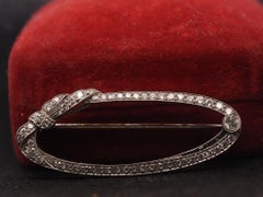 Estate Art Deco Platinum Diamond and Emerald Brooch - VHK#341B