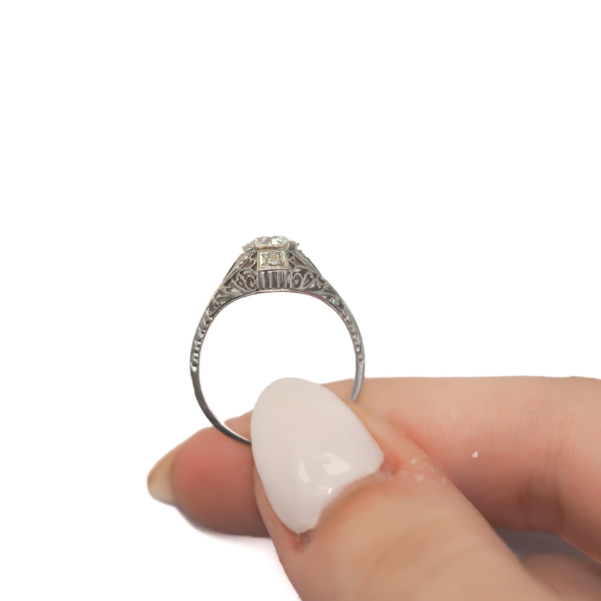 Taille vieille Europe Bague Art Déco en platine GIA 1.12ct Old European Diamond Ring - VEG#58a en vente