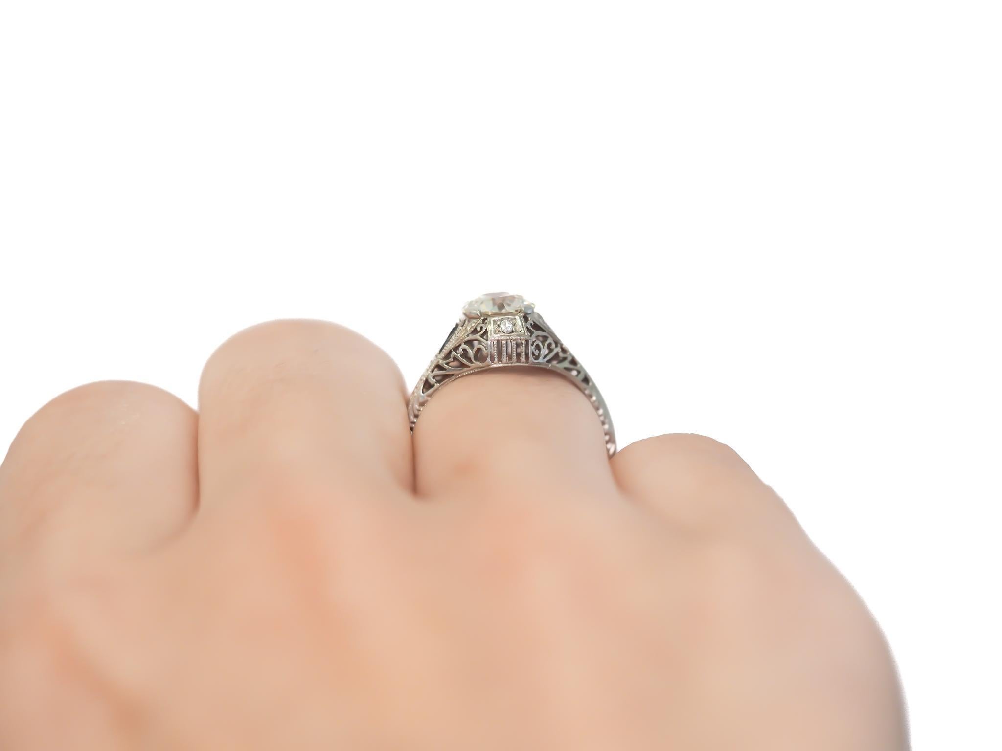 Bague Art Déco en platine GIA 1.12ct Old European Diamond Ring - VEG#58a Bon état - En vente à Hicksville, NY