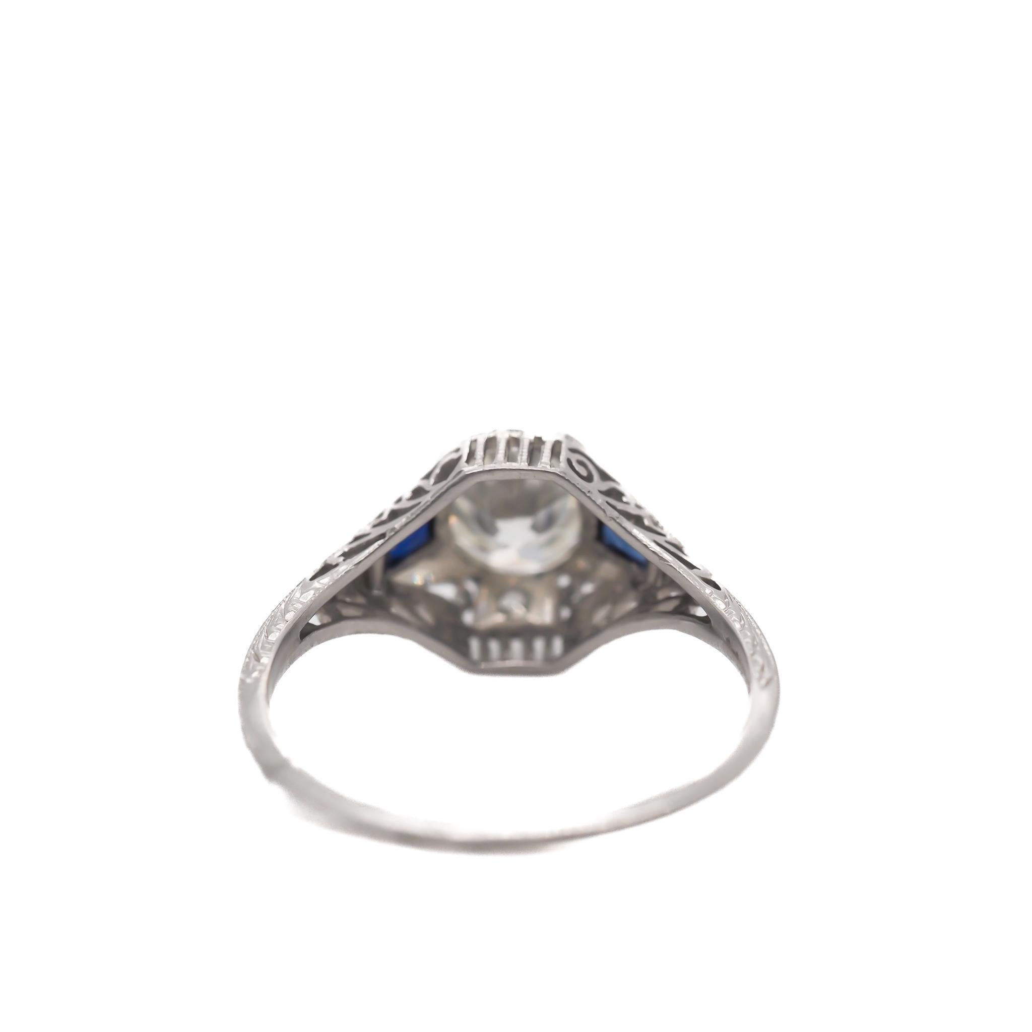 Bague Art Déco en platine GIA 1.12ct Old European Diamond Ring - VEG#58a en vente 1