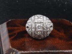 Estate Art Deco Platinum Old European Diamond Bombe Ring - VHK#285A