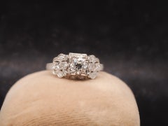 Estate Art Deco Platinum Old European Diamond Engagement Ring - VHK#737A