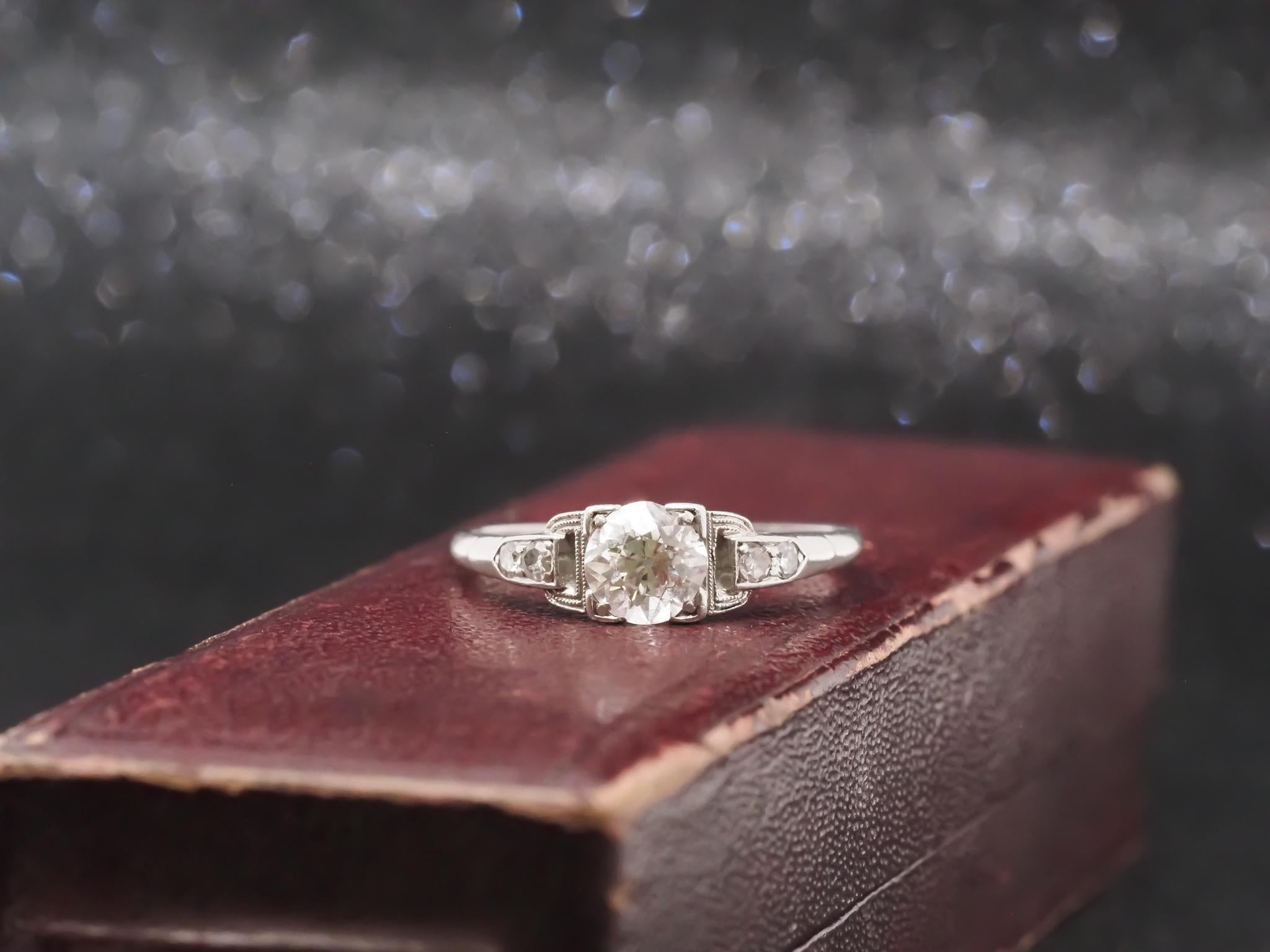 Anillo de compromiso de diamantes antiguos de platino Art Decó - VHK#374a en Bueno estado para la venta en Hicksville, NY