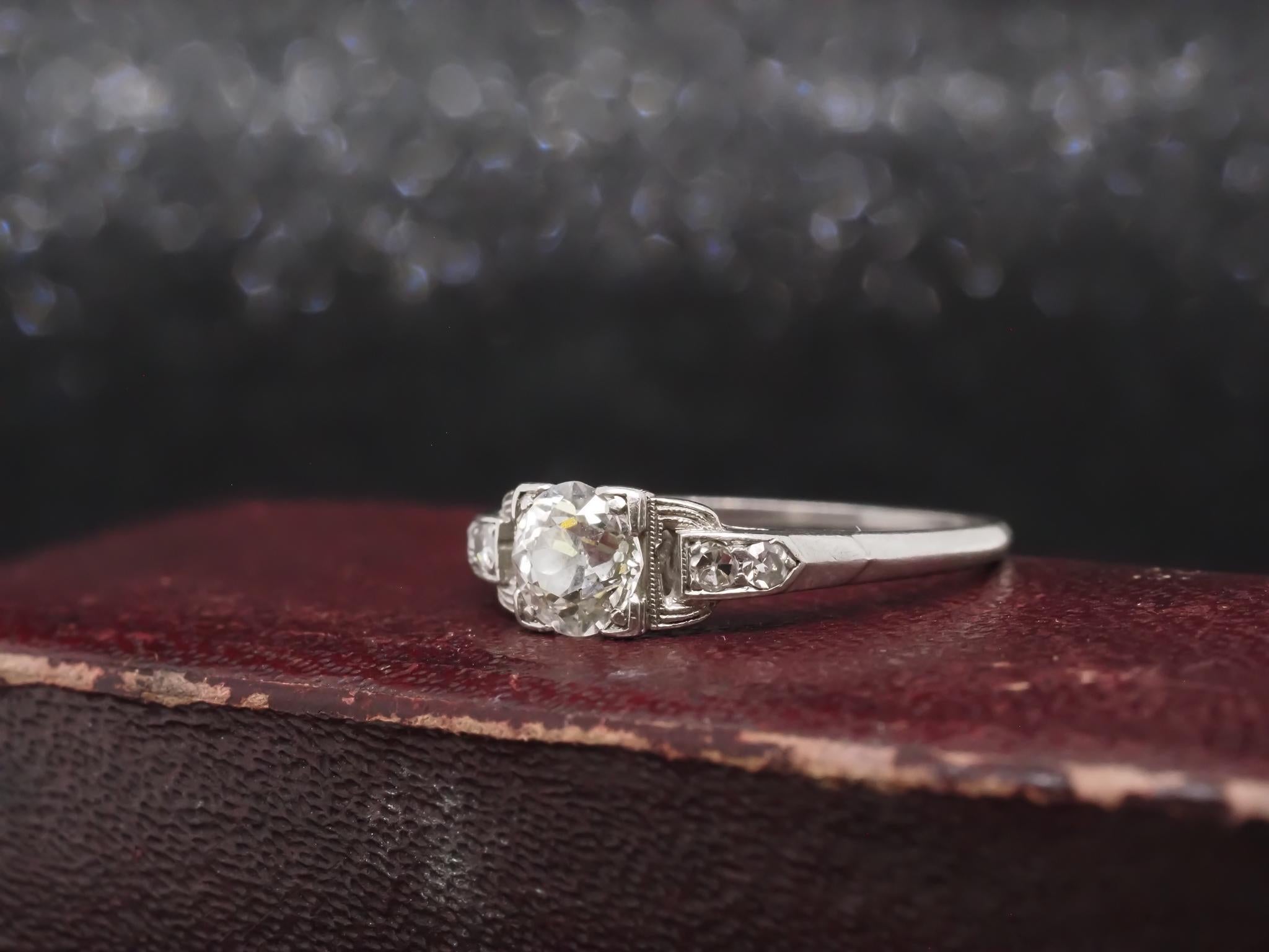 Anillo de compromiso de diamantes antiguos de platino Art Decó - VHK#374a en venta 4
