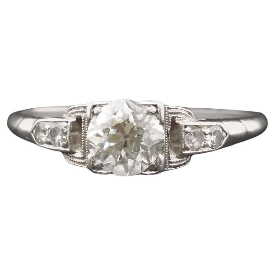 Anillo de compromiso de diamantes antiguos de platino Art Decó - VHK#374a en venta