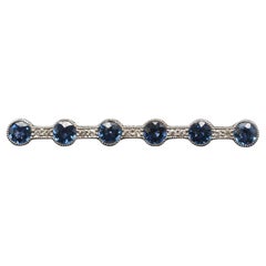 Estate Art Deco Platinum YOGO Sapphire and Diamond Line Brooch