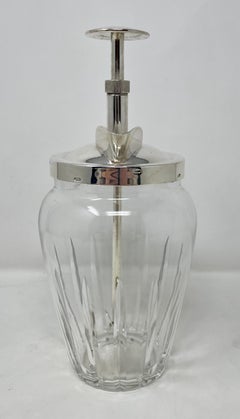 Estate Art Deco Silver-Plate & Cut Crystal Rapid Mixer Cocktail Shaker, ca 1930