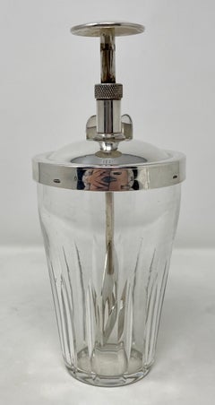 Estate Art Deco Silver-Plate & Cut Crystal Rapid Mixer Cocktail Shaker Ca 1930s
