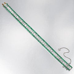 Estate Art Deco Tiffany & Co. French Cut Diamond and Emerald Bracelet