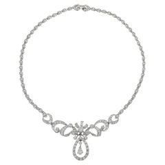 Antique Estate Art Nouveau Era Platinum and Diamond Drop Necklace