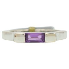 Estate Asprey Amethyst Baguette Ring in 18K White Gold