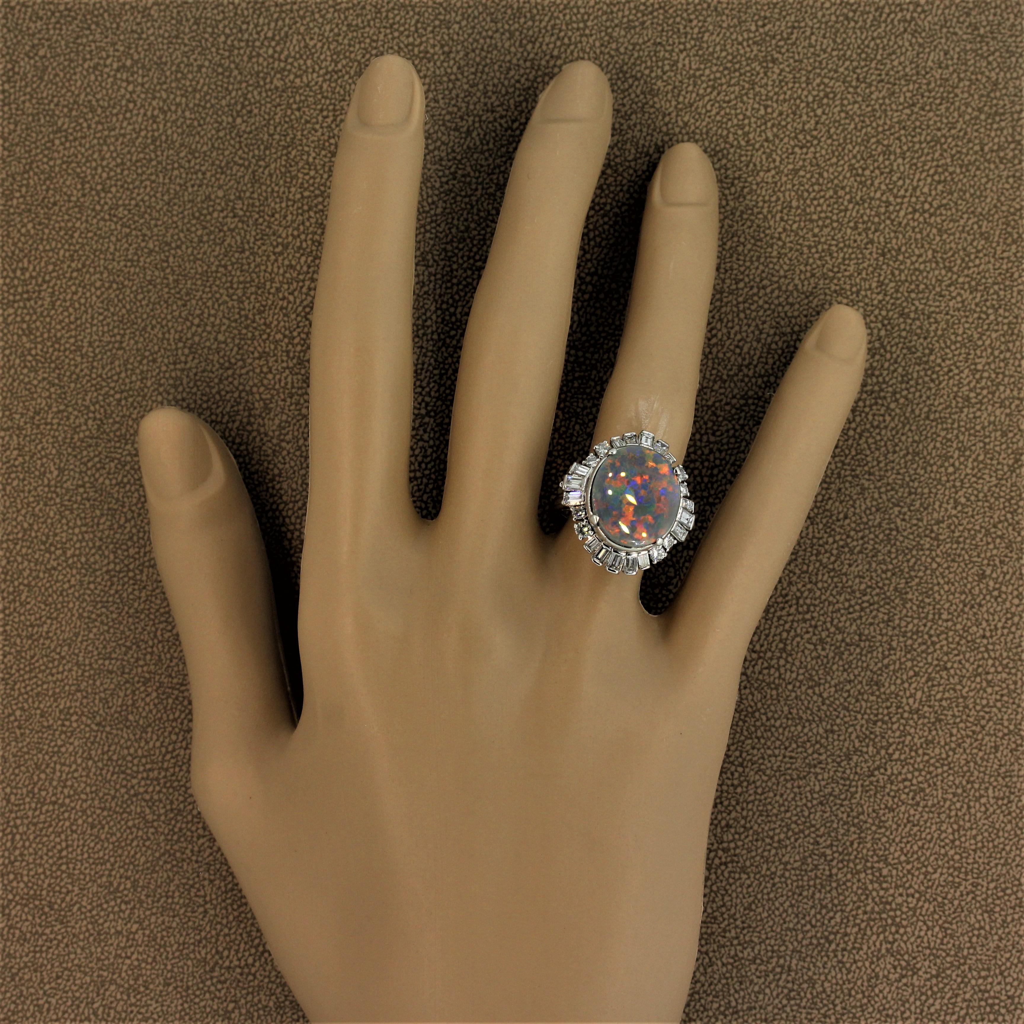 Australian Opal Diamond Platinum Ring 2