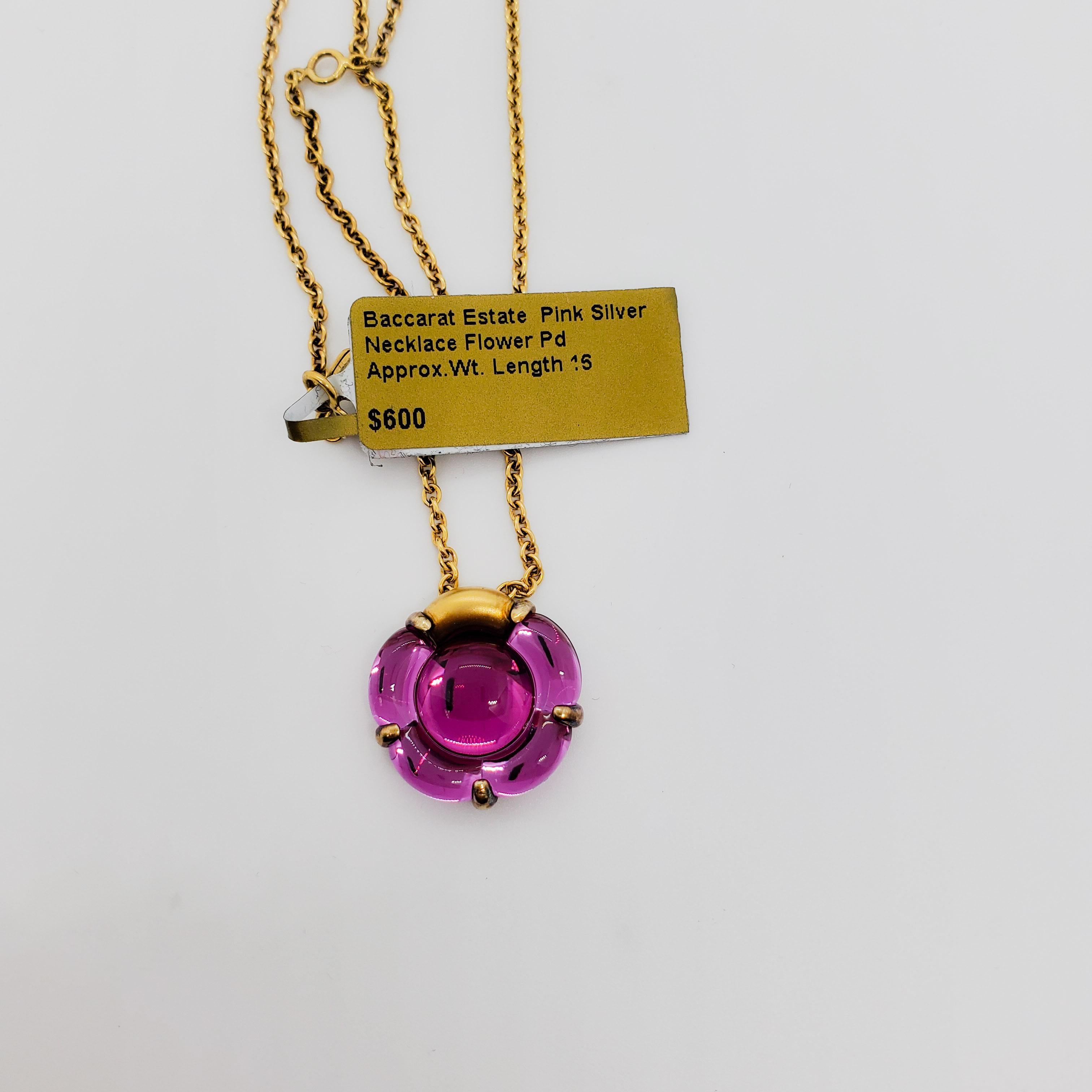 Women's or Men's Estate Baccarat B Flower Pendant Necklace