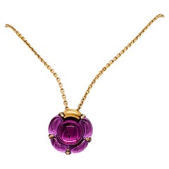 Estate Baccarat B Flower Pendant Necklace