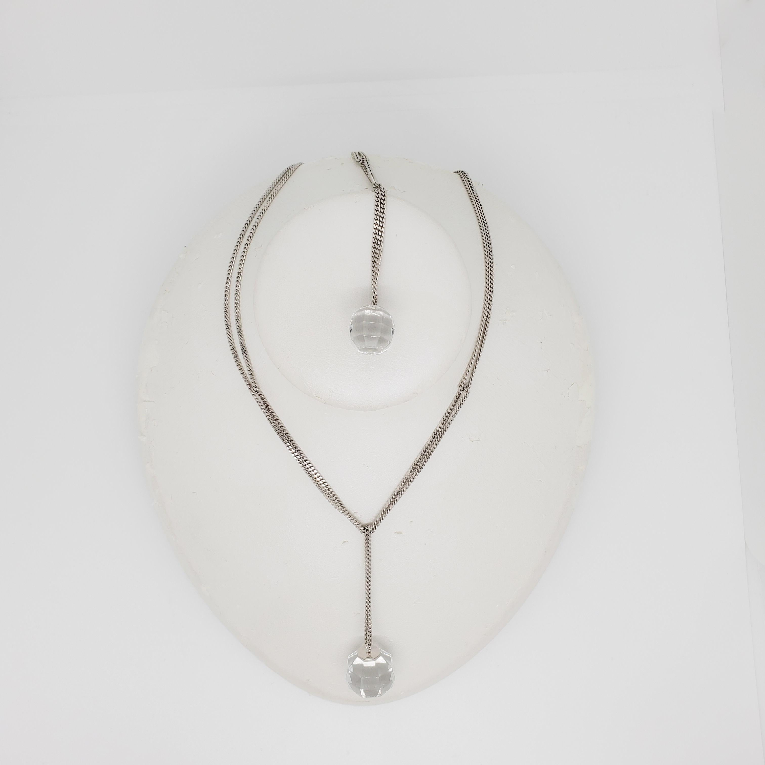 Estate Baccarat White Sphere Necklace in Silver In Excellent Condition In Los Angeles, CA