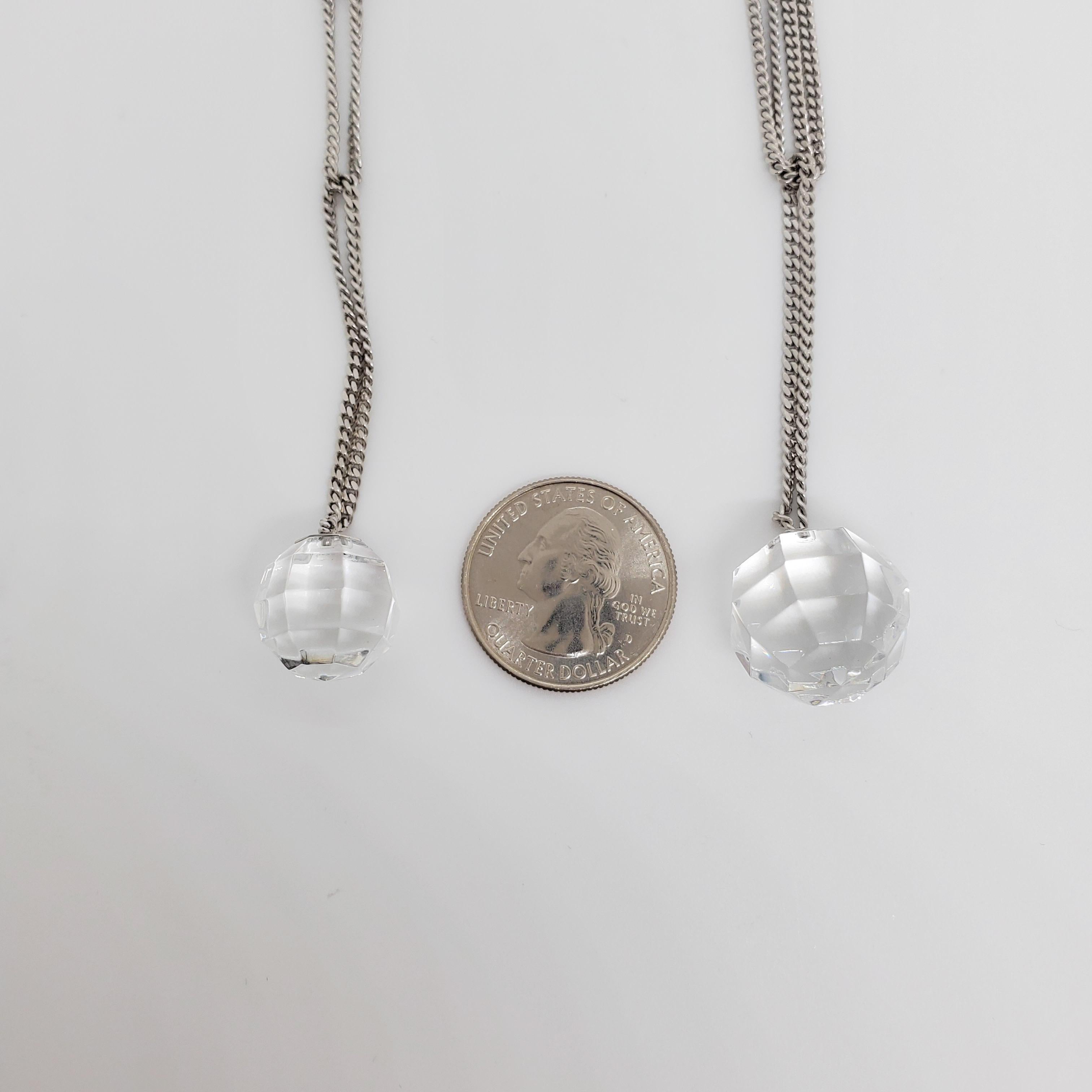 Estate Baccarat White Sphere Necklace in Silver 4