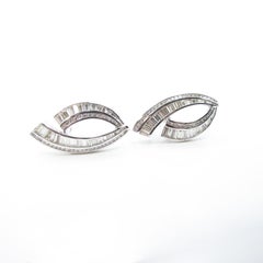 Estate Baguette and Round Brilliant Diamond Earrings