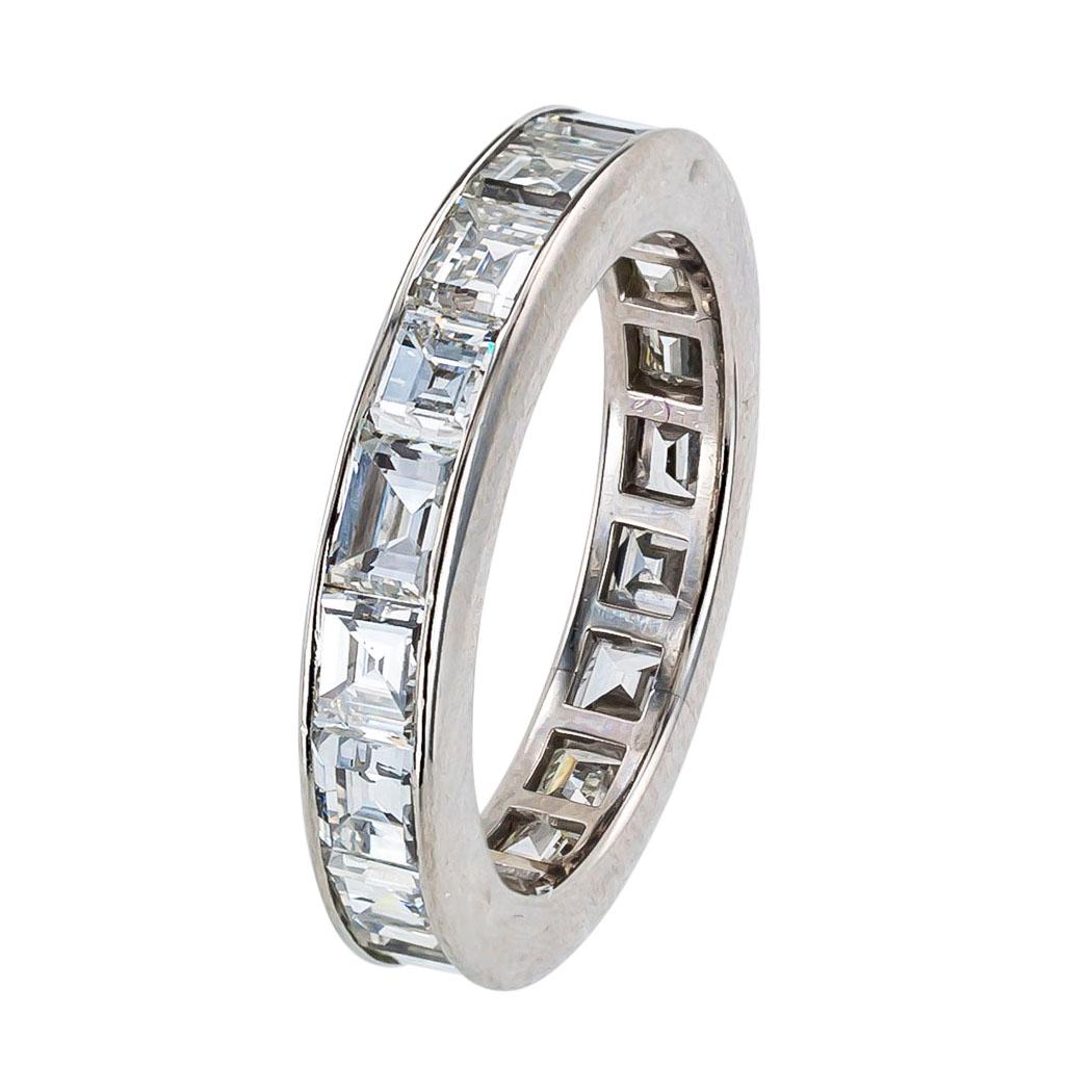 Modern Estate Baguette Diamond Palladium Eternity Ring Size 6