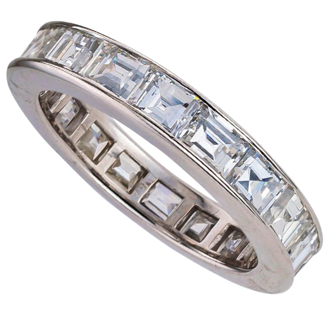 Estate Baguette Diamond Palladium Eternity Ring Size 6