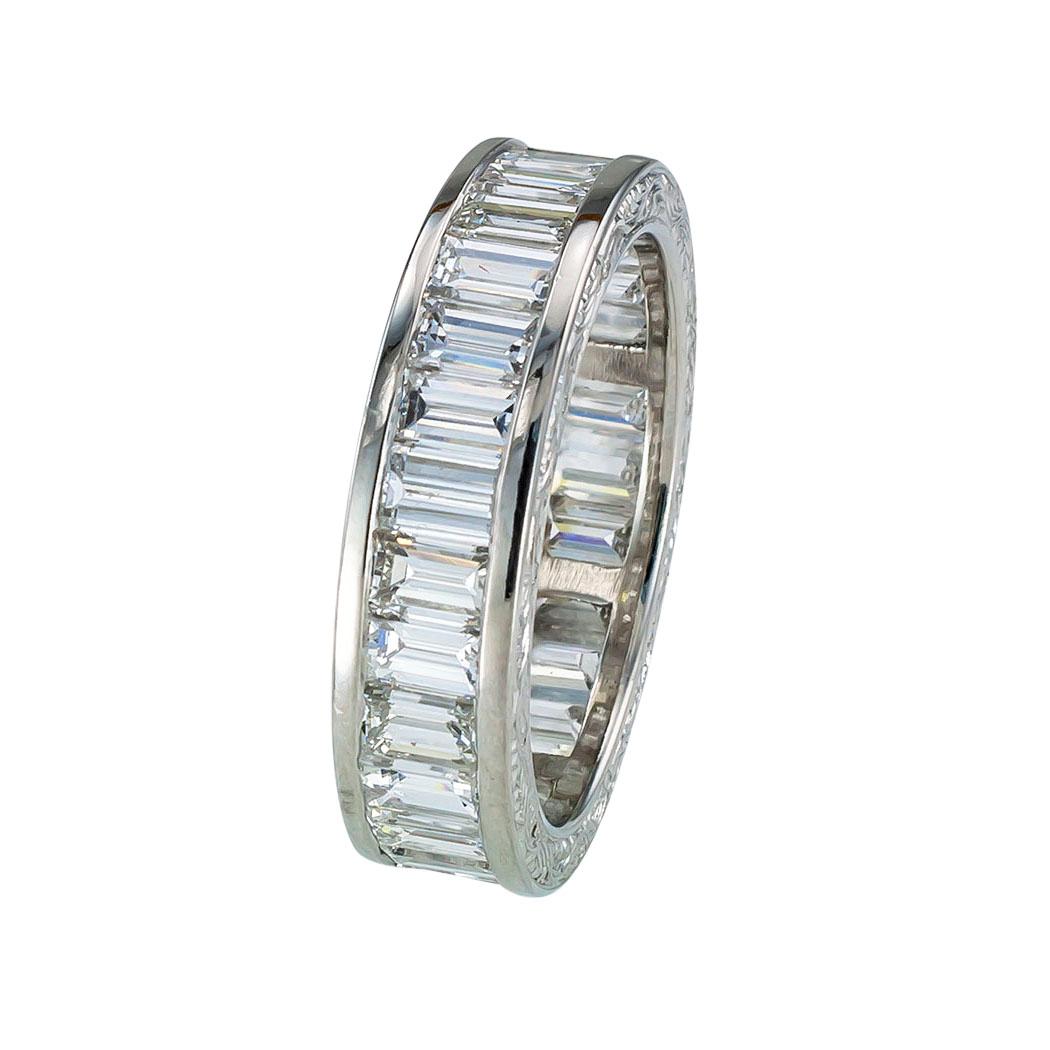 Baguette diamond and platinum eternity ring size 6 ½ circa 1990.  Love it because it caught your eye, and we are here to connect you with beautiful and affordable jewelry.  Isn’t it is time to claim a special reward for Yourself?  Clear and concise