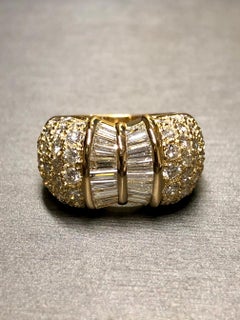 Estate Baguette Round Diamond Cluster Cocktail Ring 5cttw G Vs