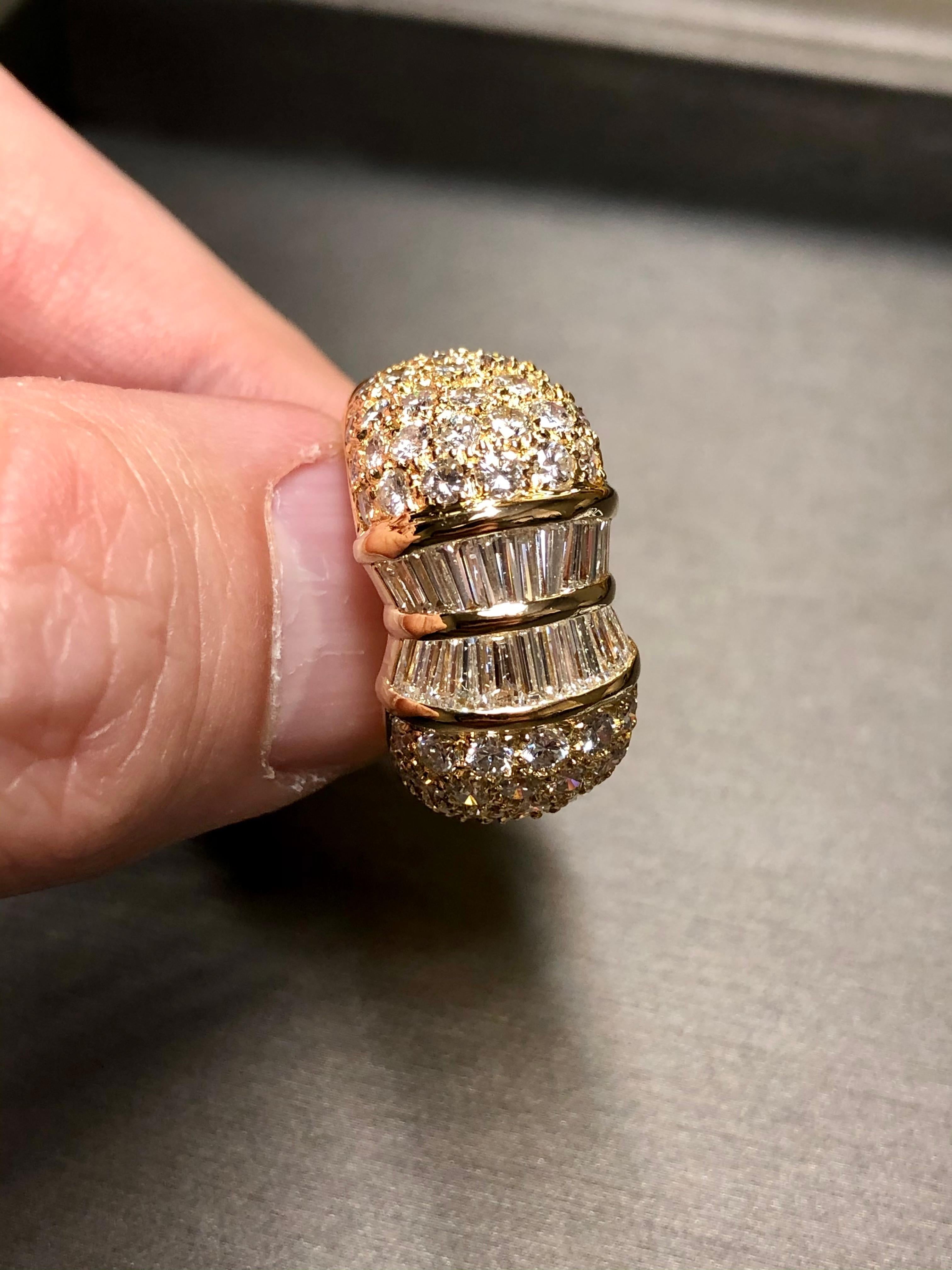 Women's or Men's Estate Baguette Round Diamond Cluster Cocktail Ring 5cttw G Vs  For Sale