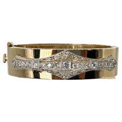 Estate Bangle Bracelet with 1.25 Carat Total Weight of Old European Cut Diamonds Estate Bangle Bracelet with 1.25 Carat Total Weight of Old European Cut Diamonds