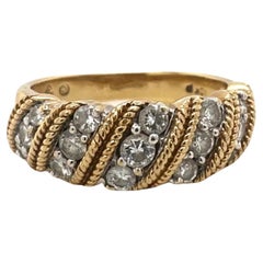 Estate Basket Weave Ring in 18k Yellow Gold, 0.57 TCW