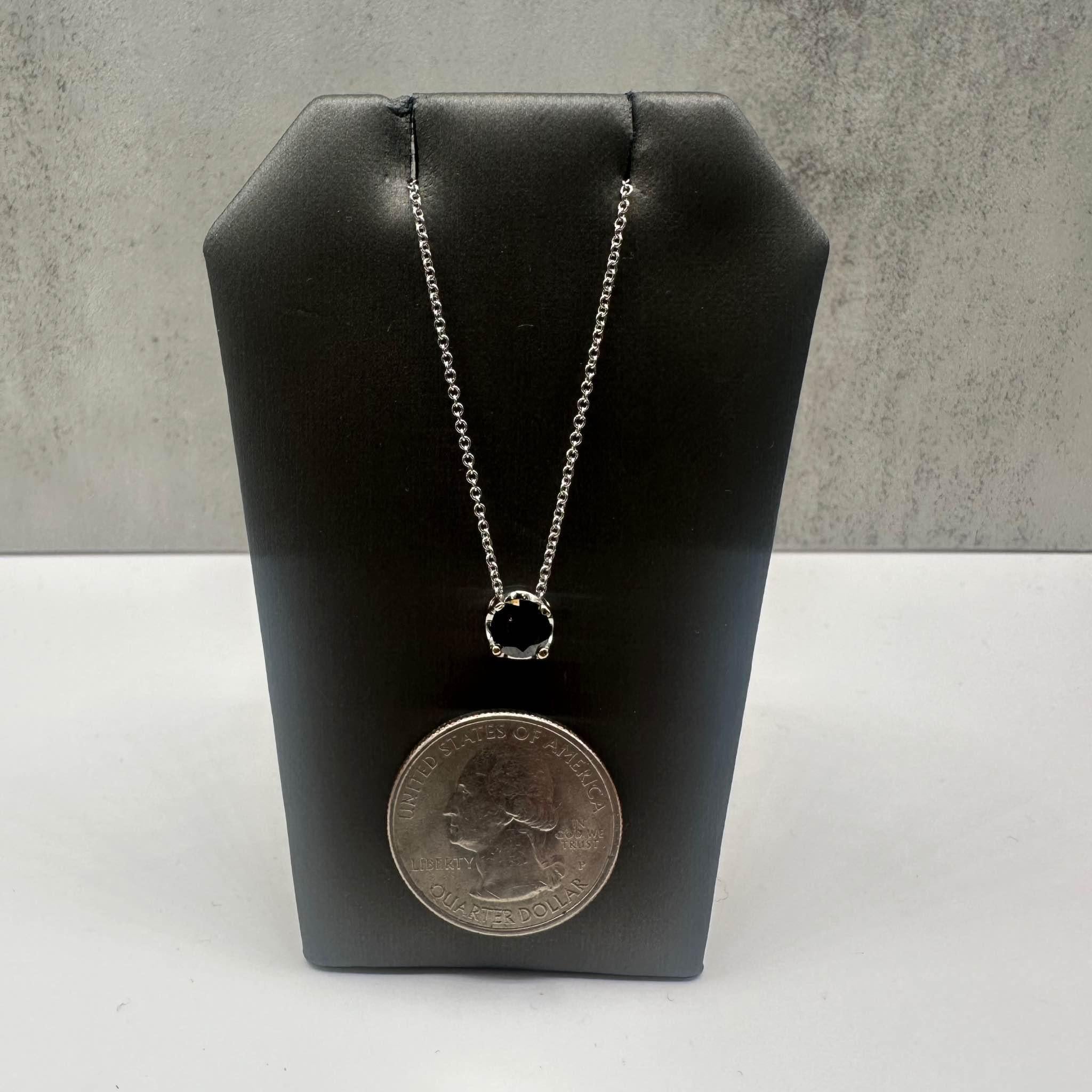 Estate Black Diamond Necklace in 18kt White Gold -0.75ctw, 18