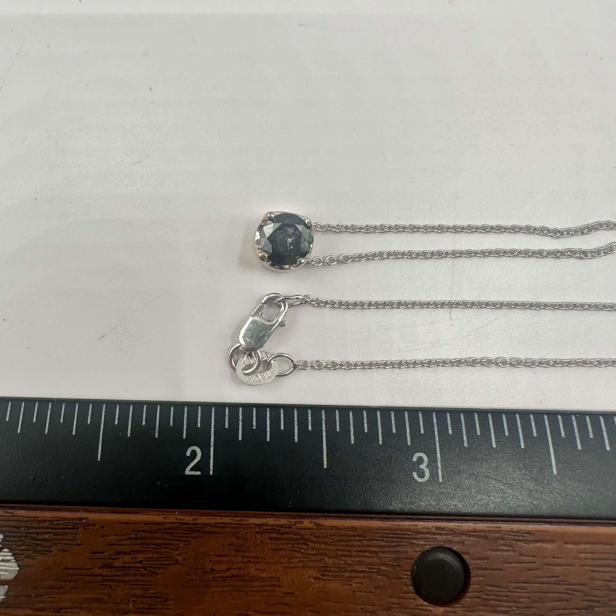 Women's Estate Black Diamond Necklace in 18kt White Gold -0.75ctw, 18