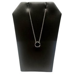 Estate Black Diamond Necklace in 18kt White Gold -0.75ctw, 18", Italy, Pre-Loved
