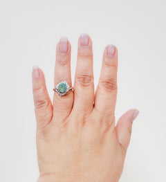 Estate Black Opal and Diamond Cocktail Ring in Platinum