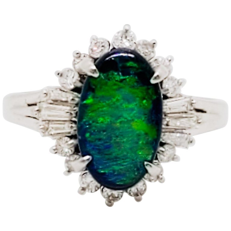 Bague Cocktail Opale Et Strass - Ton Or - Taille 6 1/4 - Occasion - Boîte Incluse