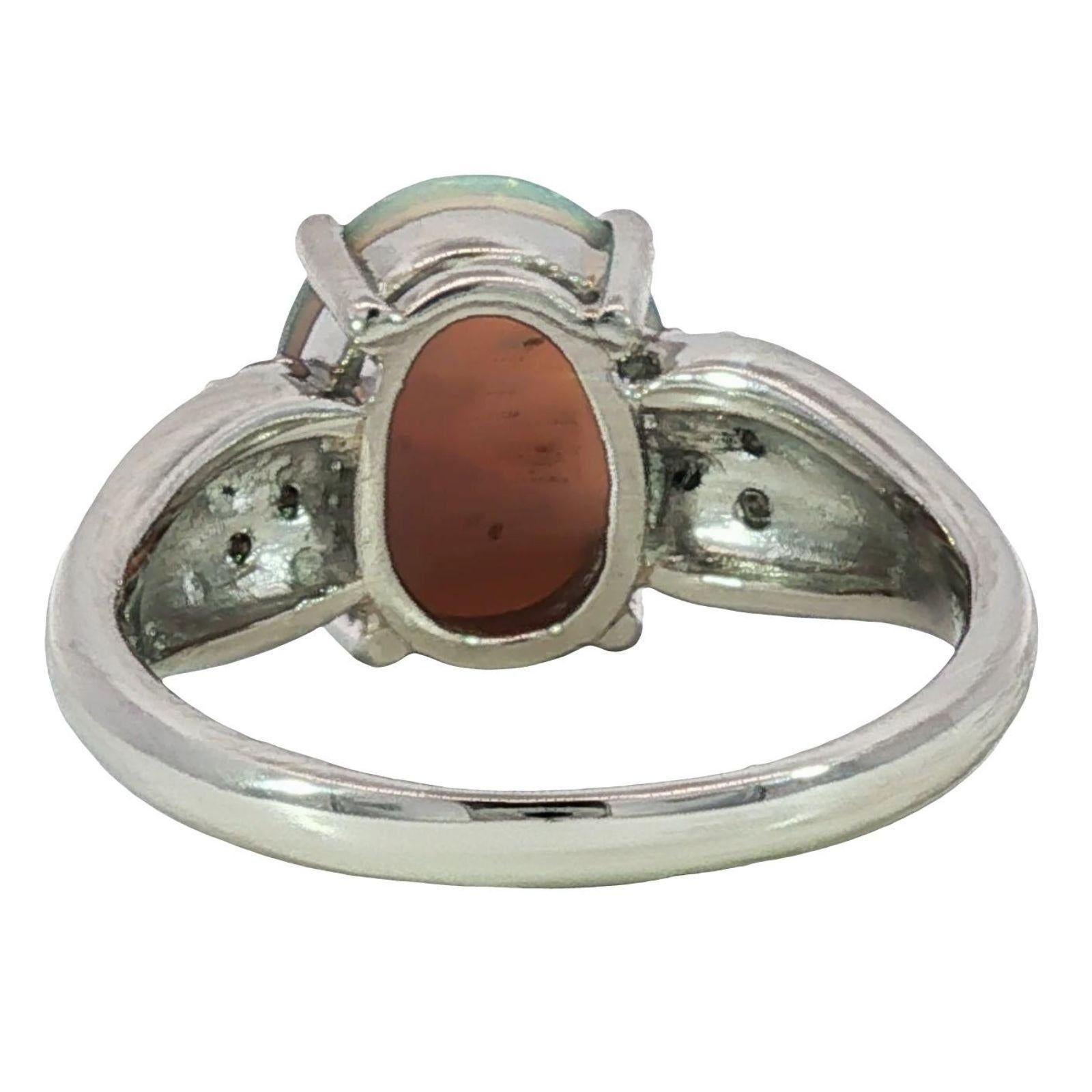 Anillo de ópalo negro con acentos de diamantes en platino Talla 5.5 ~1.61ctw en venta 1