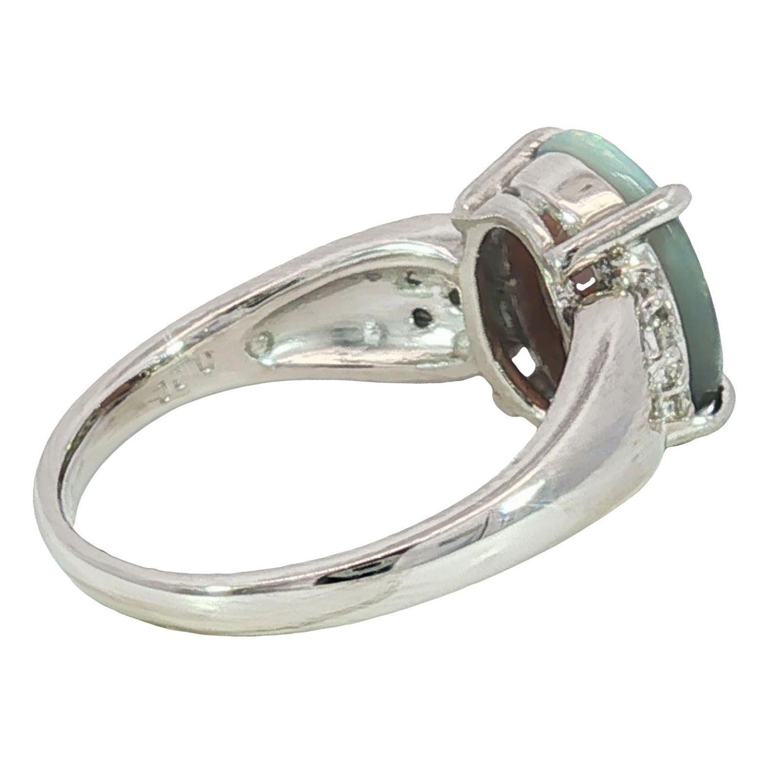 Anillo de ópalo negro con acentos de diamantes en platino Talla 5.5 ~1.61ctw en venta 2