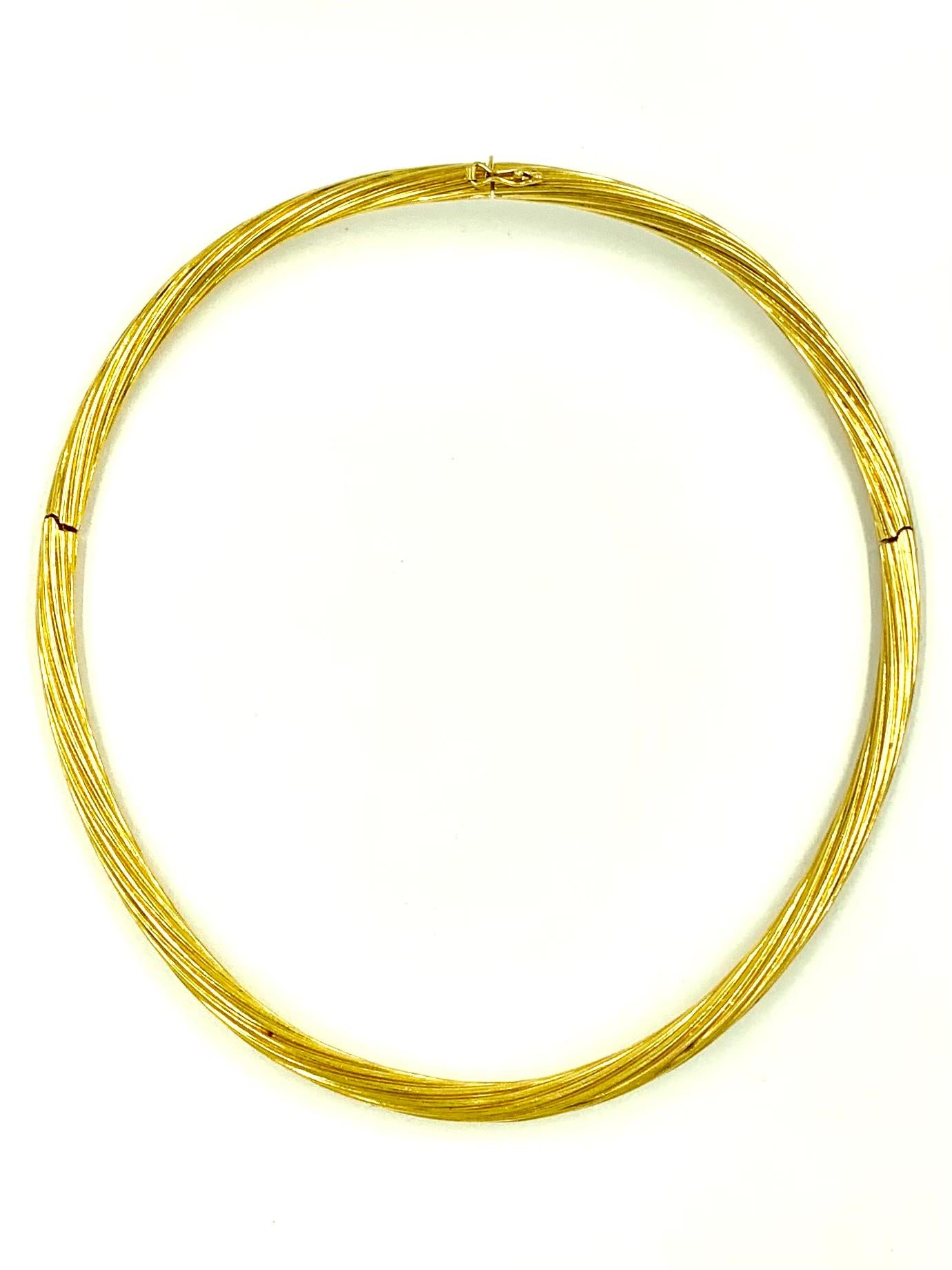Estate Black, Starr & Frost 18K Yellow Gold Tourbillon Torque Necklace For Sale 1