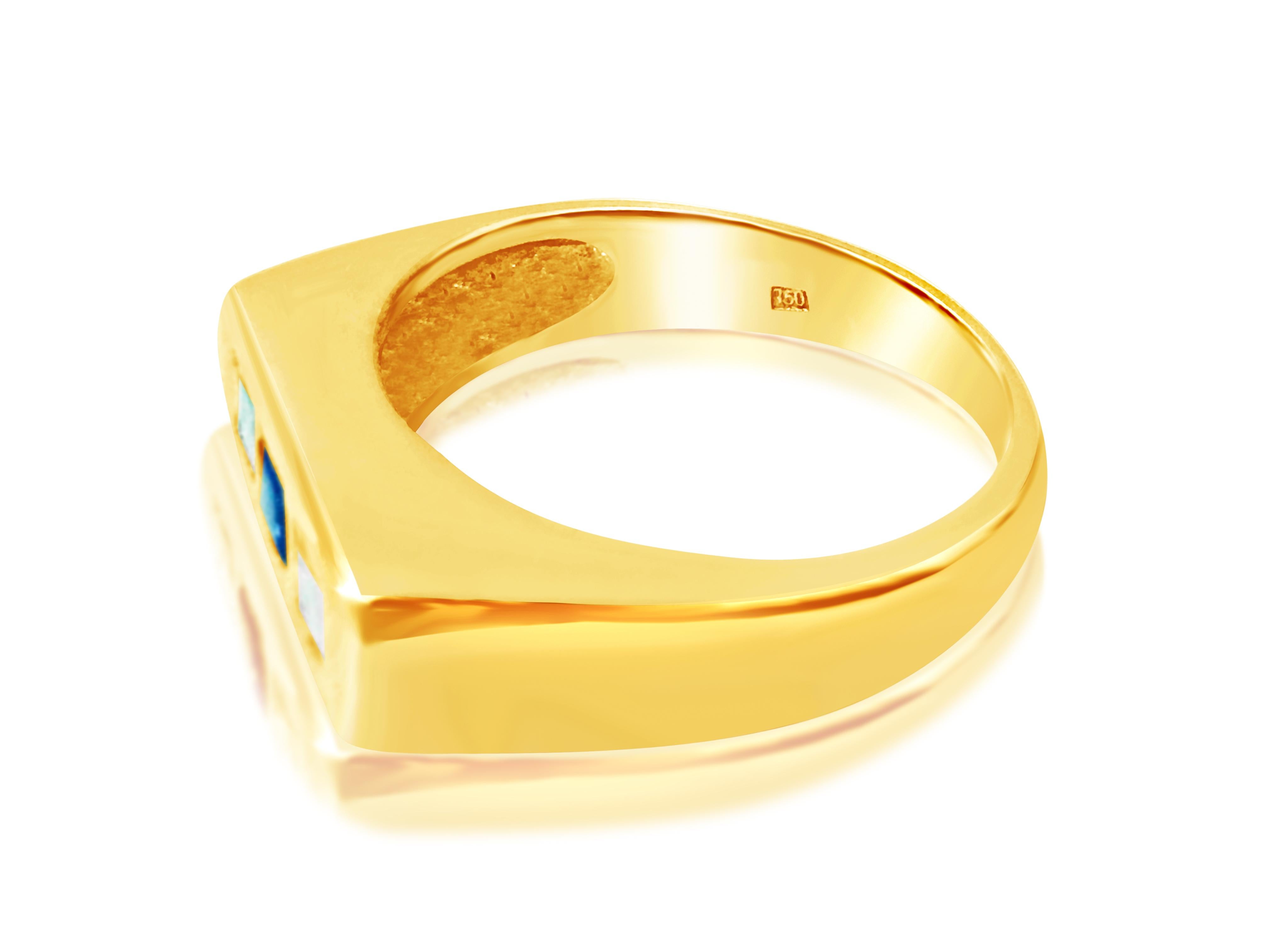 Modern Estate Blue Sapphire and Diamond Yellow Gold Ring For Sale
