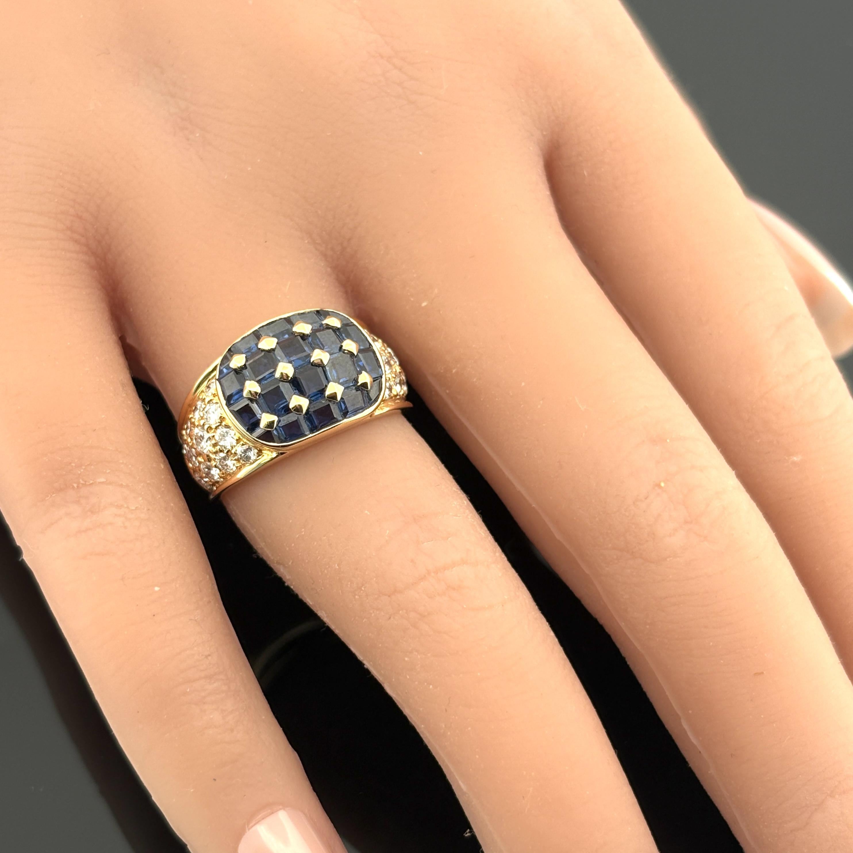 Bague en or jaune 18k saphir bleu et diamant 2.78ctw en vente 5