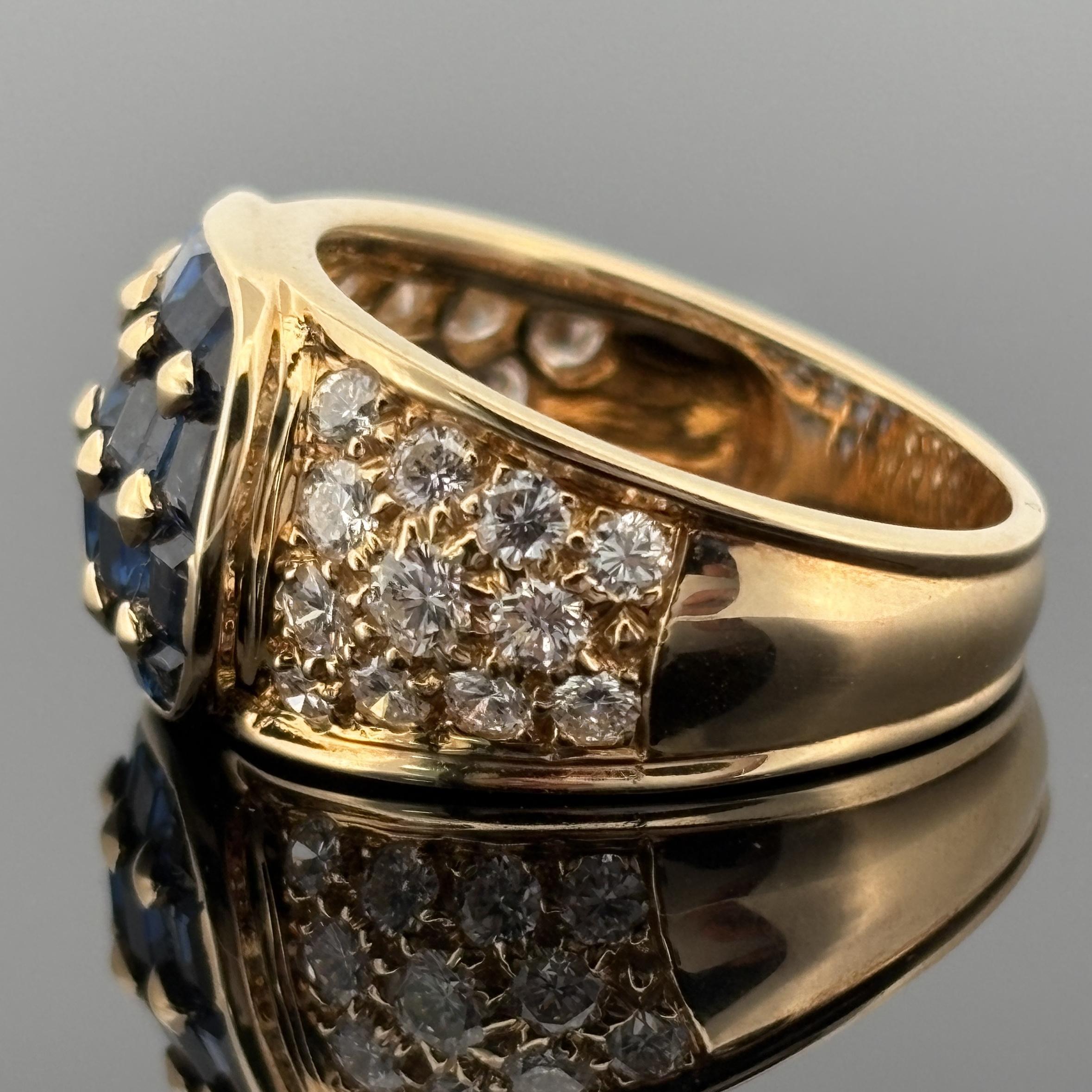 Bague en or jaune 18k saphir bleu et diamant 2.78ctw Pour femmes en vente