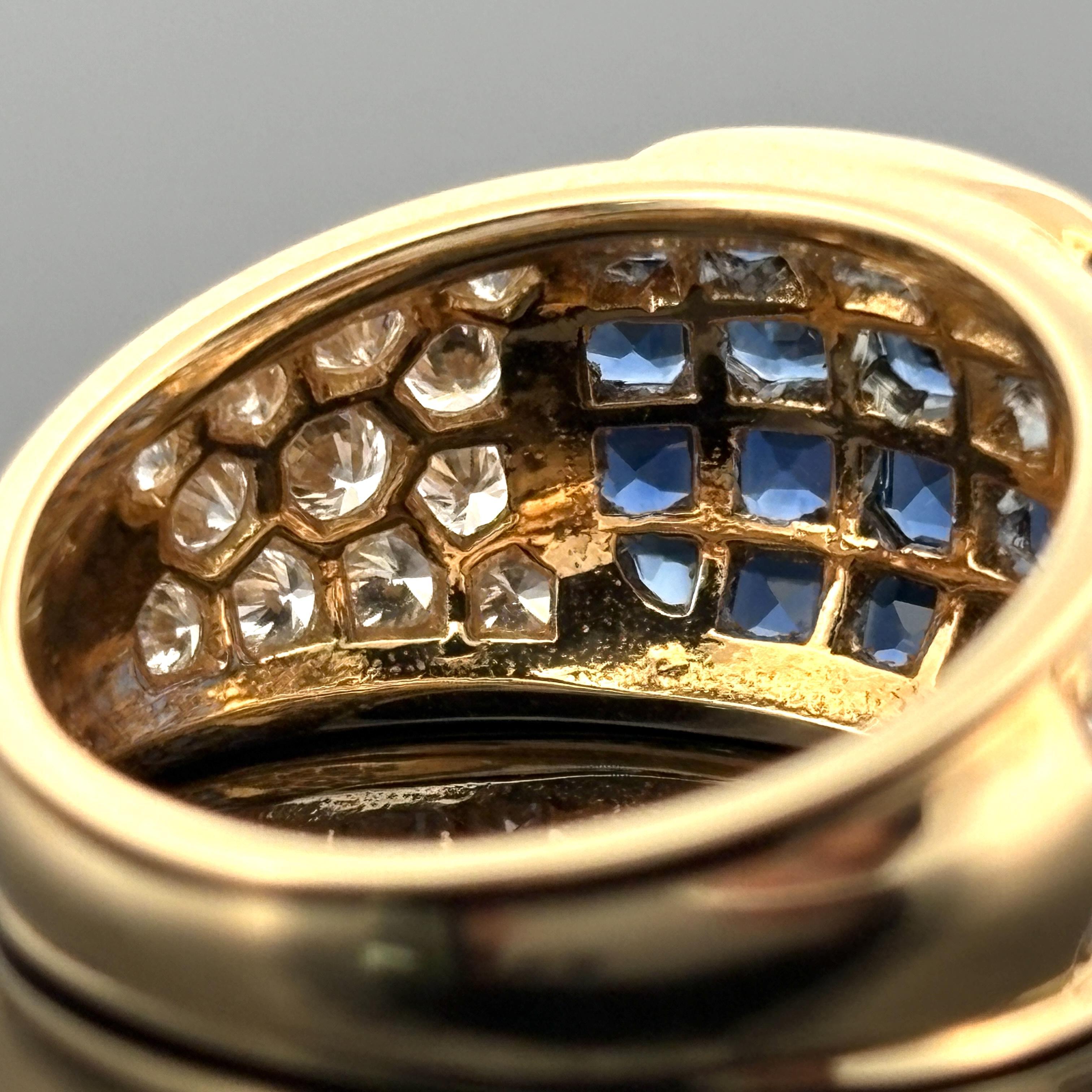 Bague en or jaune 18k saphir bleu et diamant 2.78ctw en vente 1