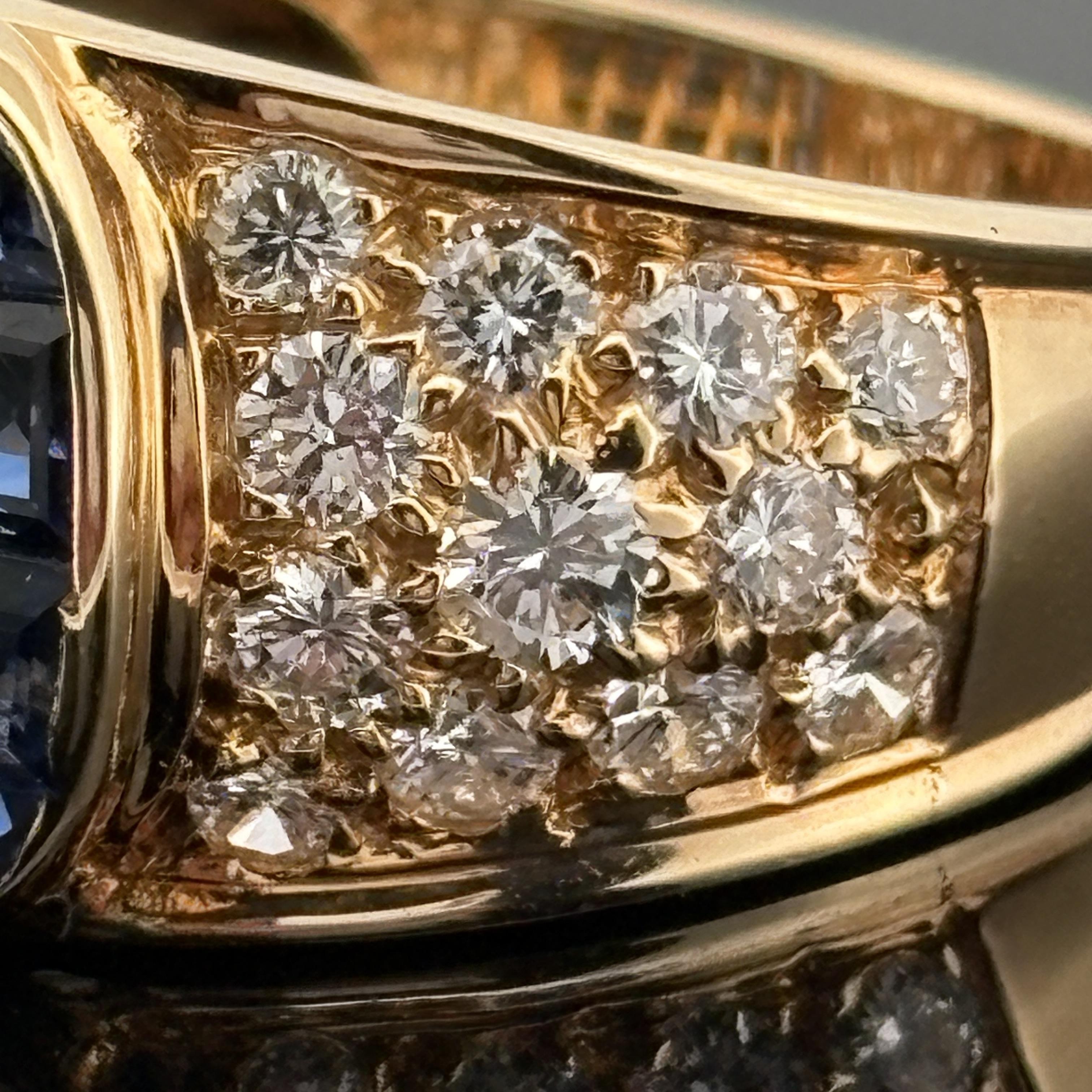 Bague en or jaune 18k saphir bleu et diamant 2.78ctw en vente 3