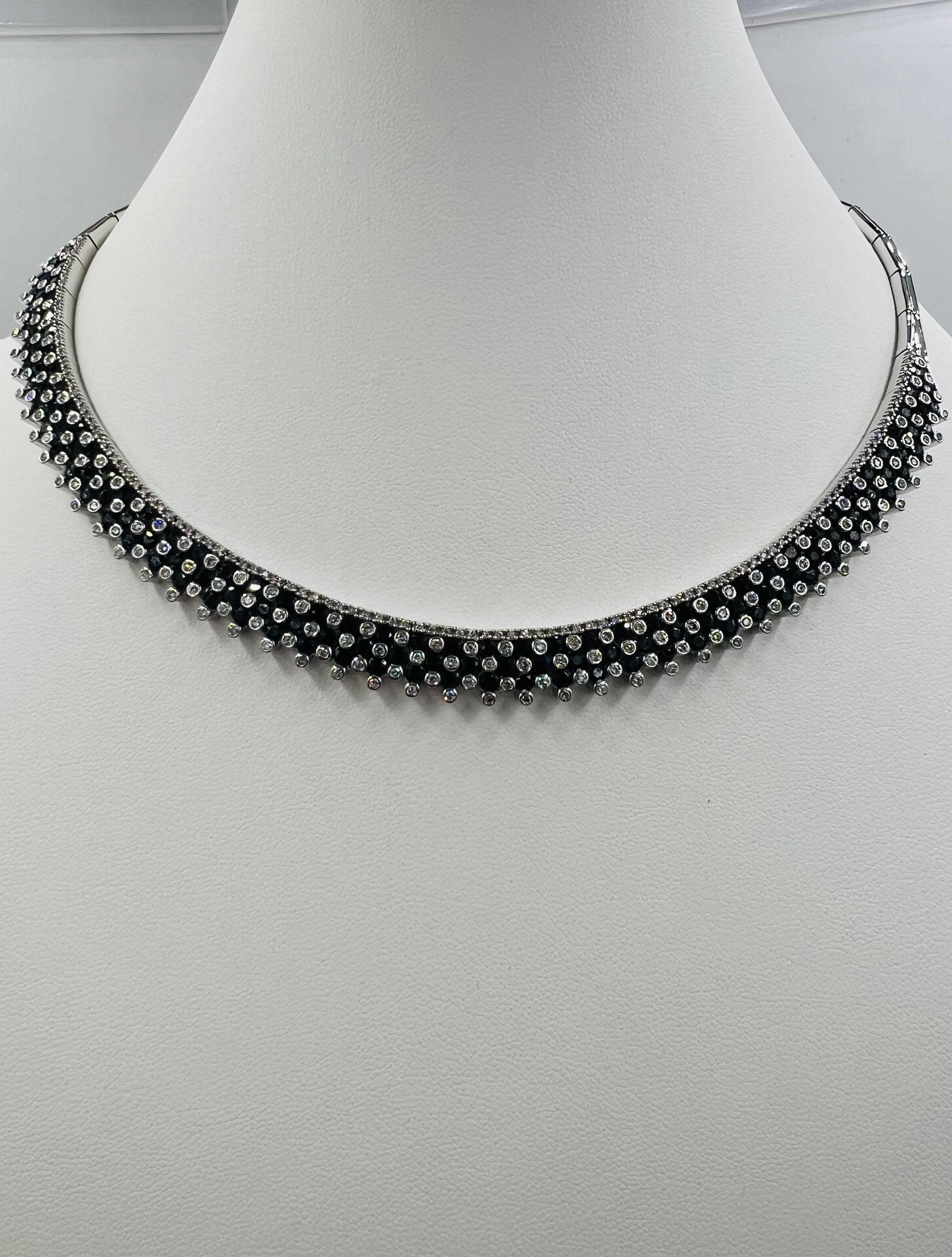 Estate Blauer Saphir Diamant Weißgold Halskette 6