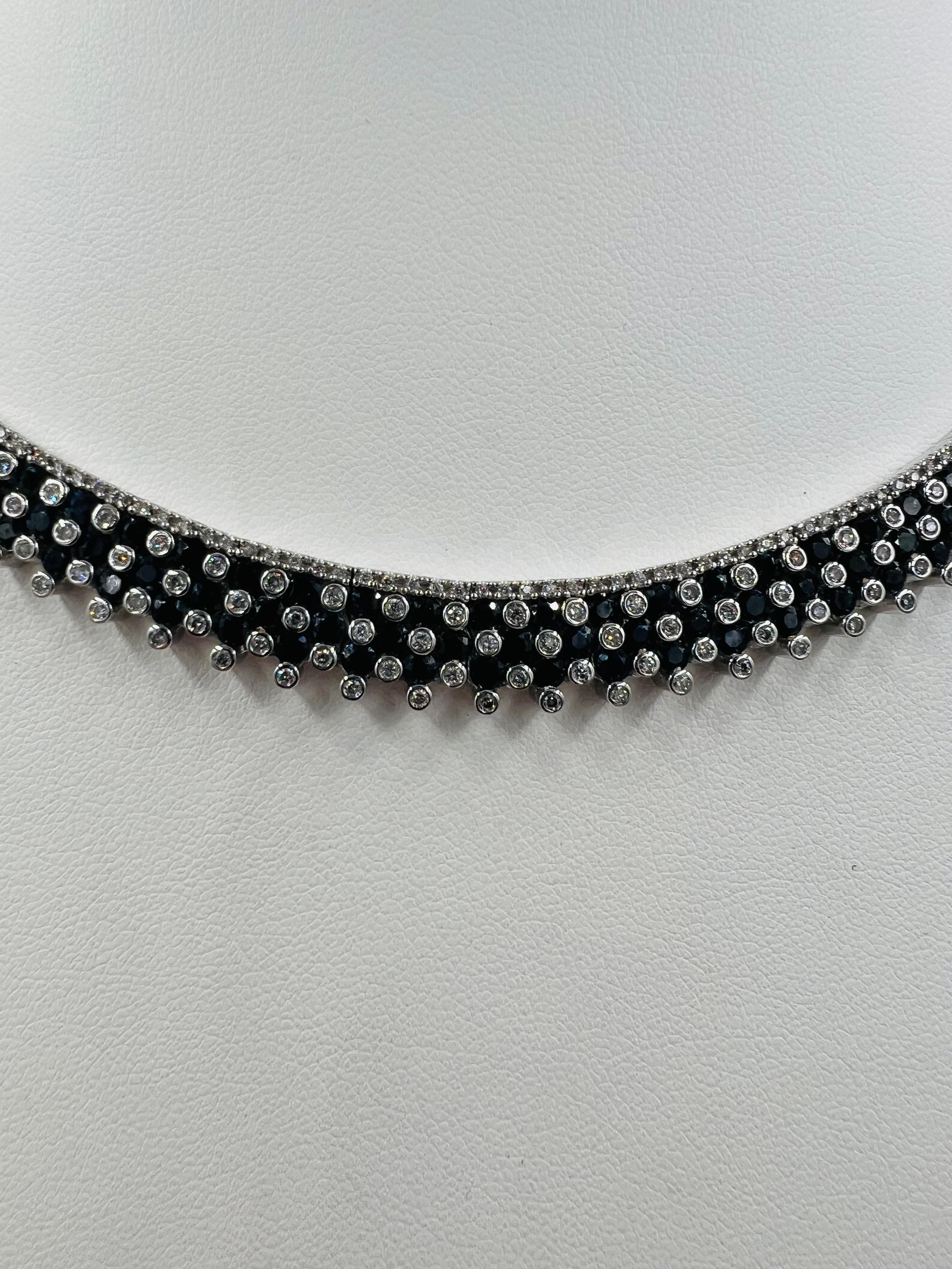 Estate Blauer Saphir Diamant Weißgold Halskette 7