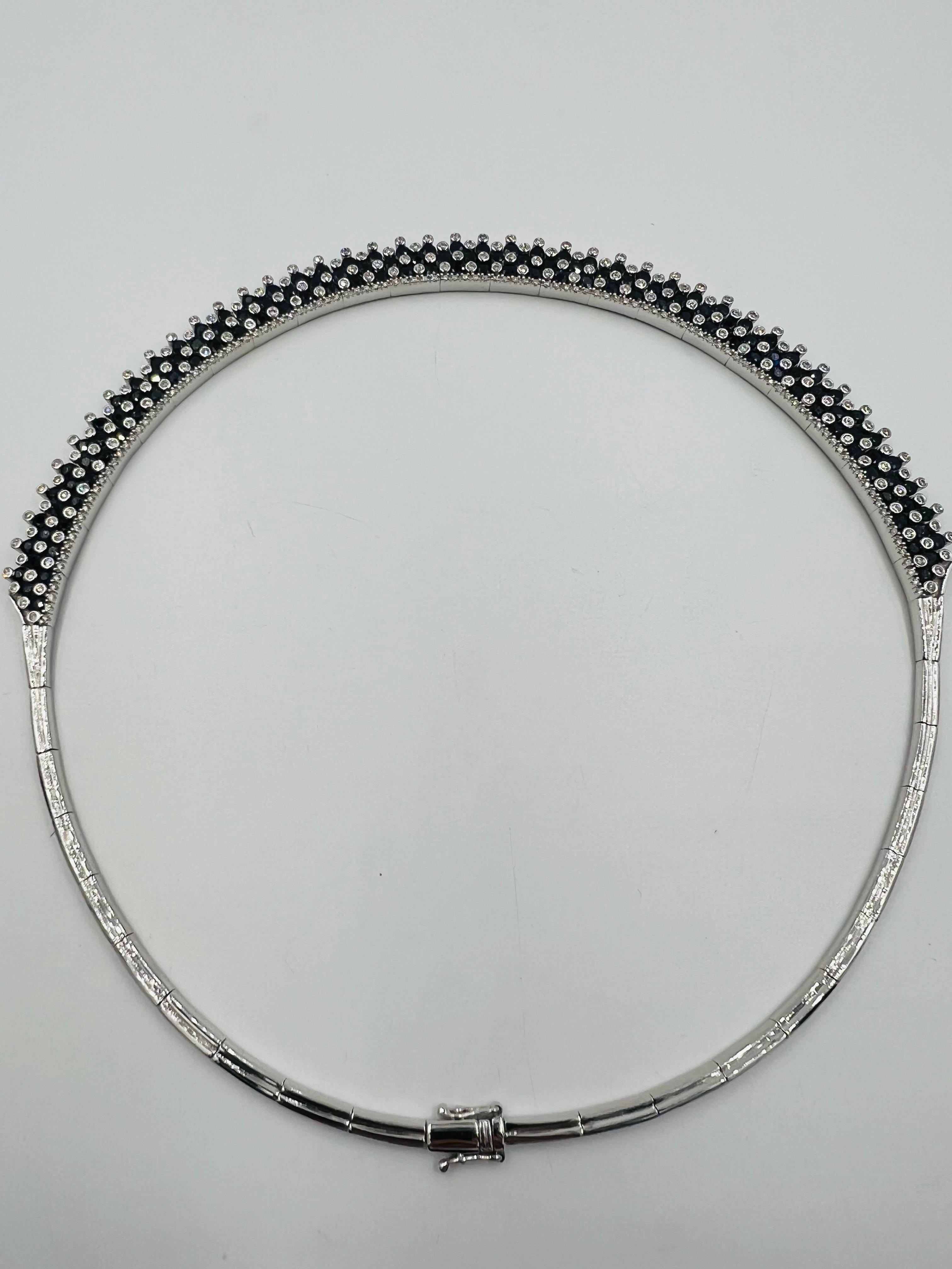 Estate Blauer Saphir Diamant Weißgold Halskette 9