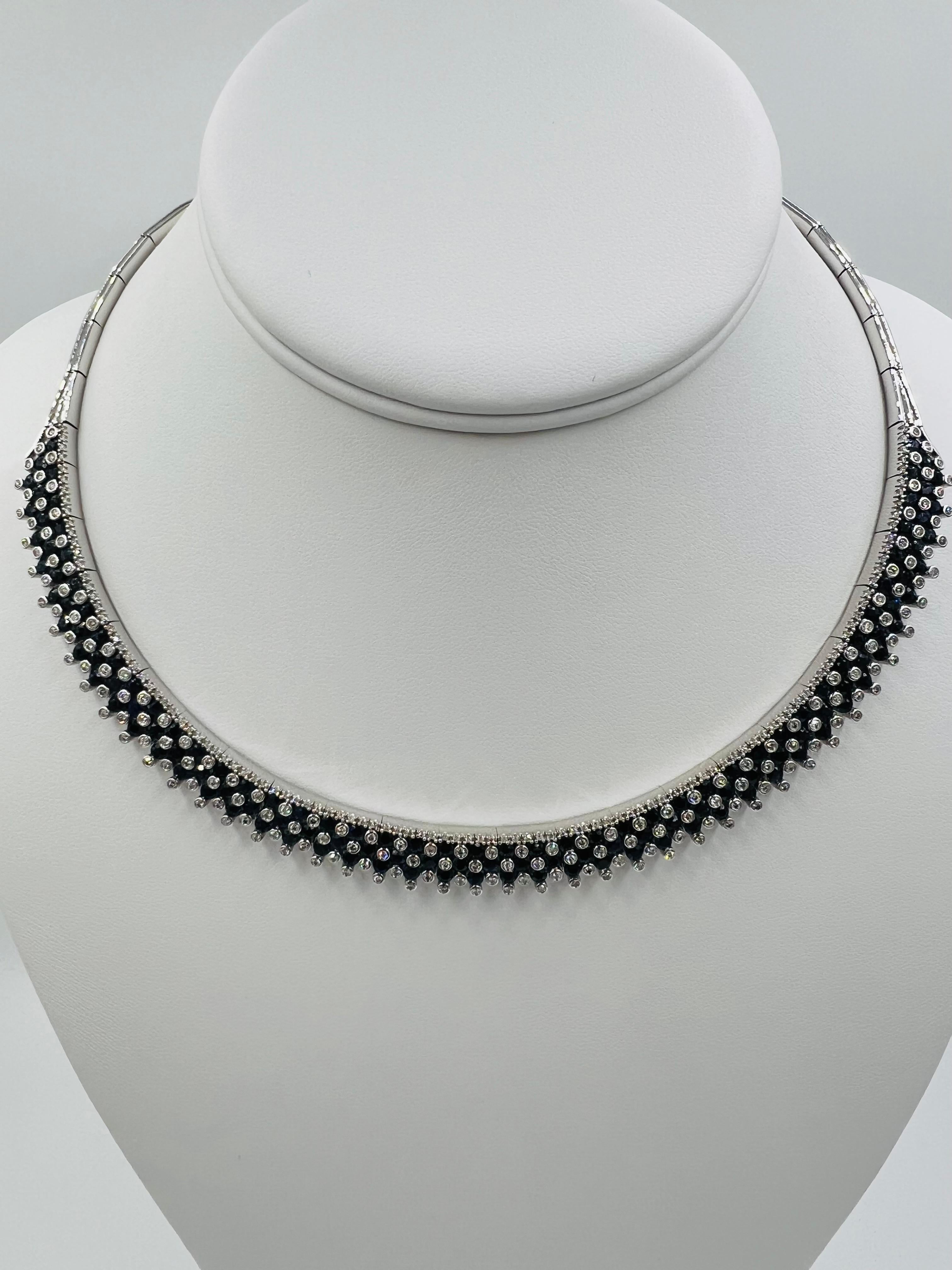 Estate Blauer Saphir Diamant Weißgold Halskette 1