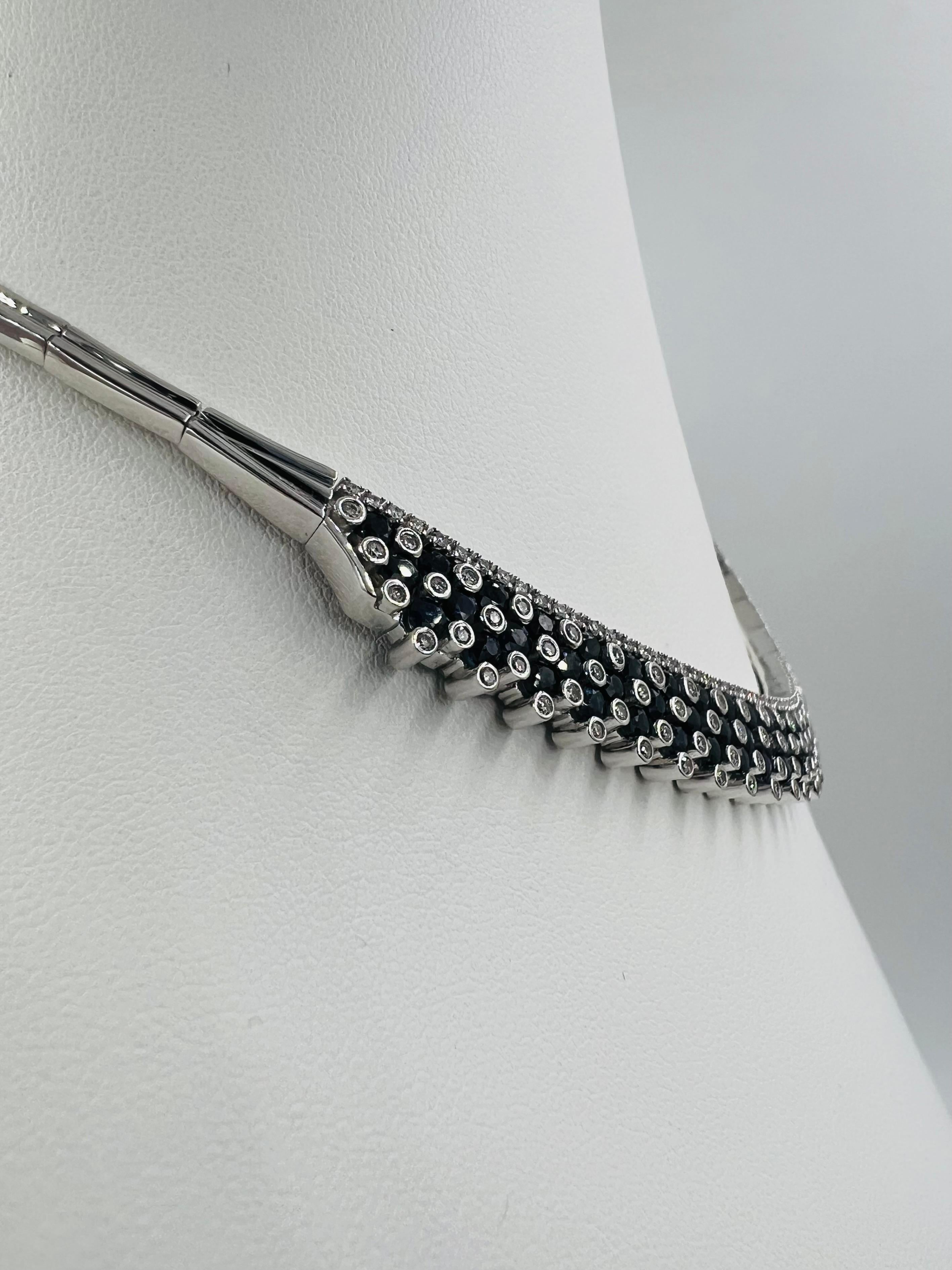 Estate Blauer Saphir Diamant Weißgold Halskette 3